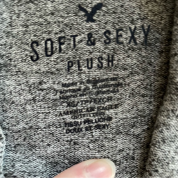 AEO Soft&Sexy Plush Hooded Cardigan Heathered Gray - Picture 8 of 8
